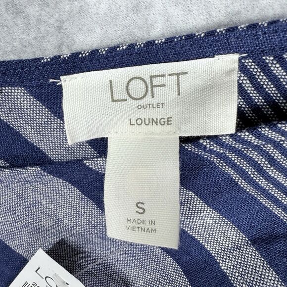 LOFT Outlet Lounge Sz Small Blue Stripe Sleeveless Dress V-Neck - Picture 4 of 11